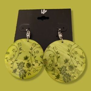 Lane Bryant Yellow Green Flower Discs Earrings